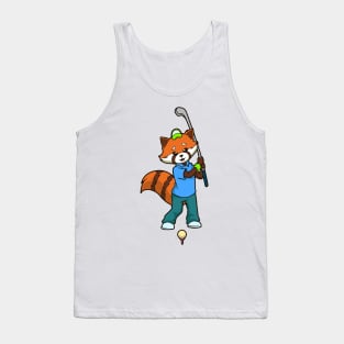 Cartoon red panda plays golf - golfer Tank Top